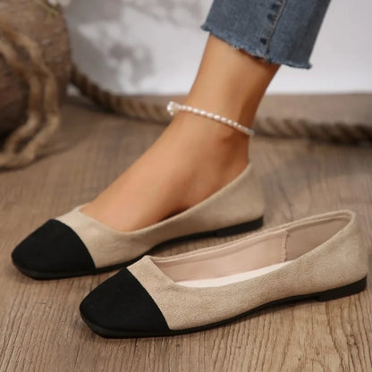 MW | Zweifarbige Ballettschuhe mit quadratischer Spitze für Frauen