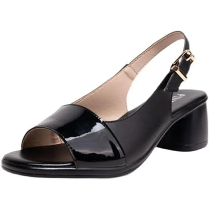 MW | Leder Hohe klobige Absätze Damen Sandalen