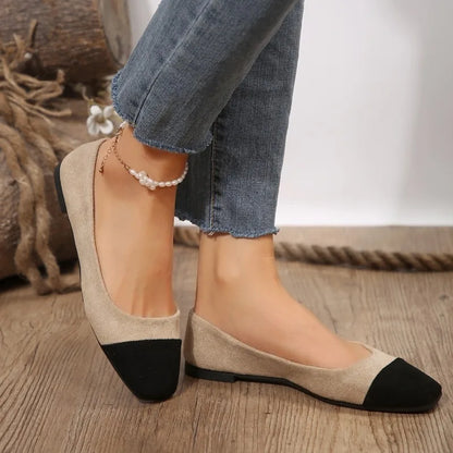 MW | Zweifarbige Ballettschuhe mit quadratischer Spitze für Frauen