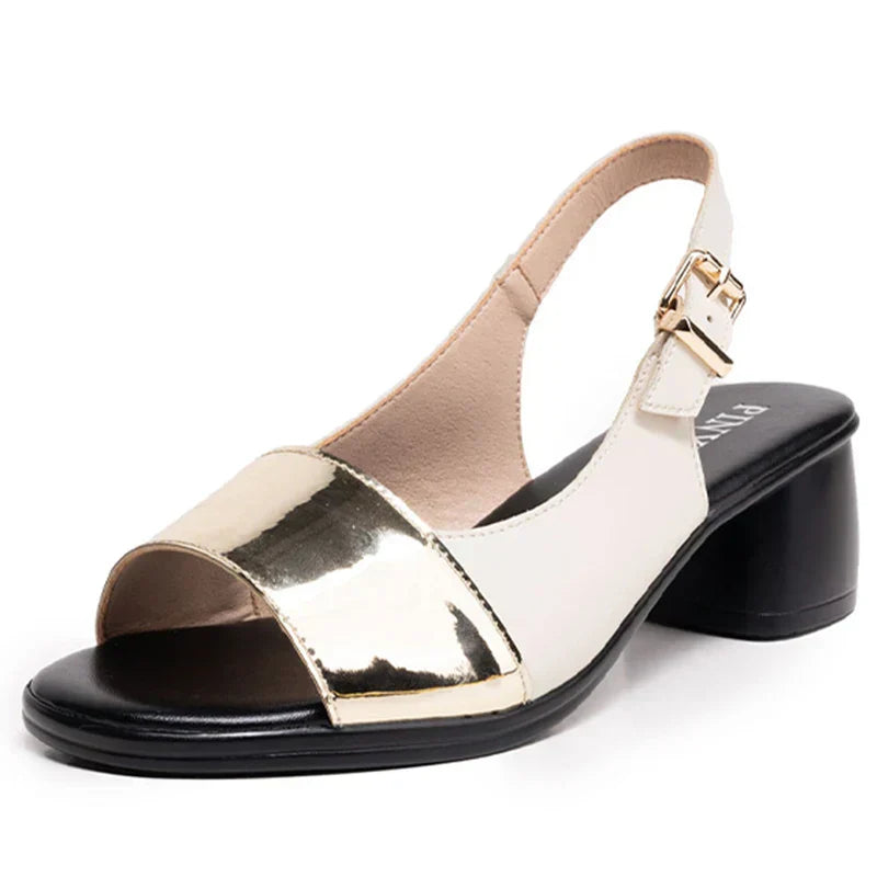MW | Leder Hohe klobige Absätze Damen Sandalen