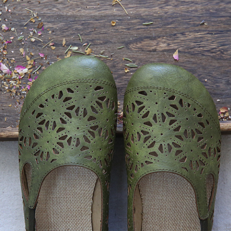 MW | Komfortable Retro Hollow Runde Zehe Sommer Flats