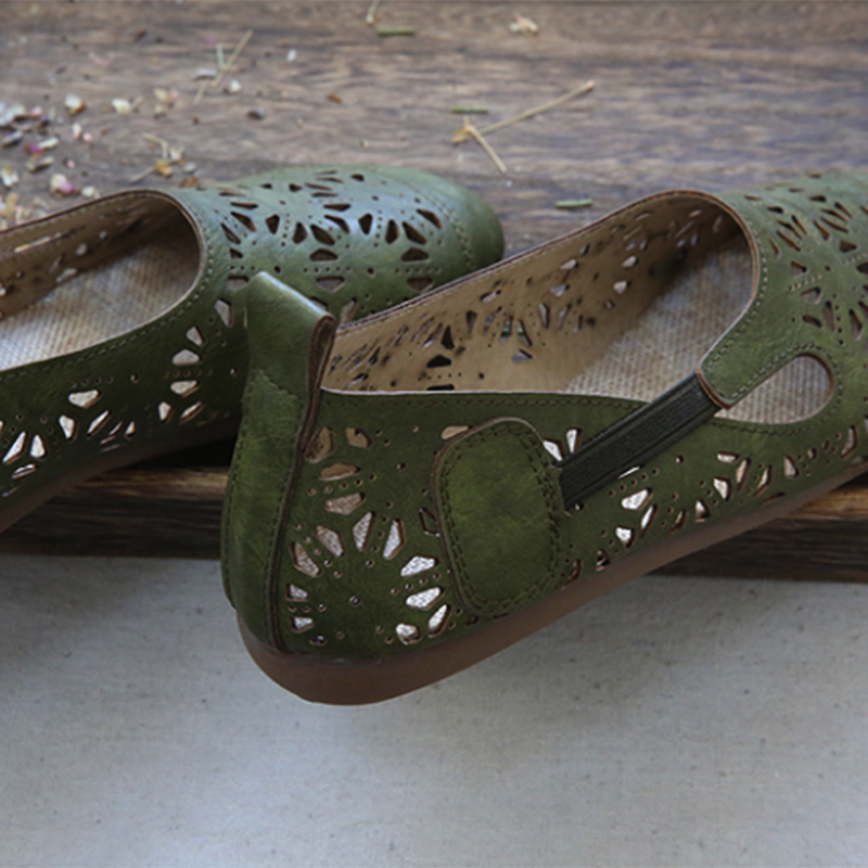 MW | Komfortable Retro Hollow Runde Zehe Sommer Flats
