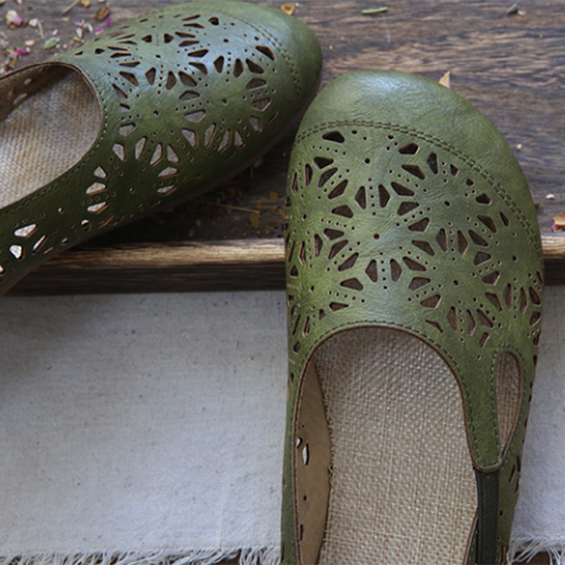 MW | Komfortable Retro Hollow Runde Zehe Sommer Flats