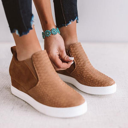 MW | Frauen Runde hohlen Keile Knöchel Reißverschluss Schuhe