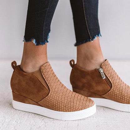 MW | Frauen Runde hohlen Keile Knöchel Reißverschluss Schuhe