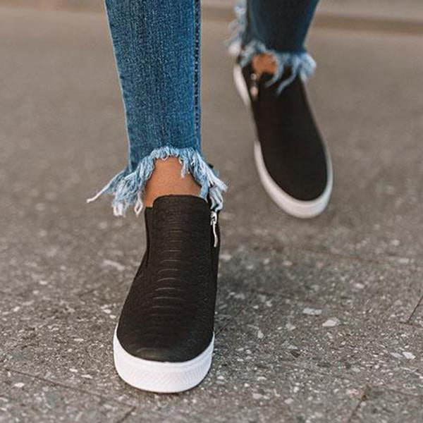 MW | Frauen Runde hohlen Keile Knöchel Reißverschluss Schuhe