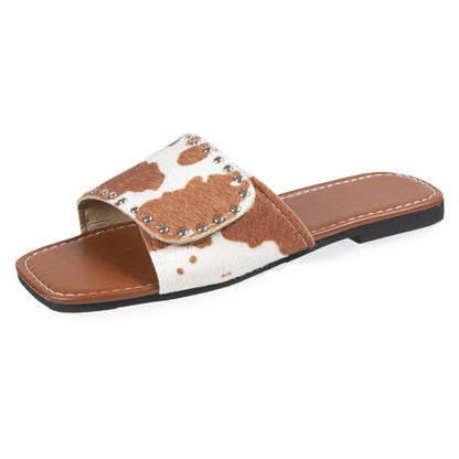 MW | Womens Animal Skin Style Peep Toe Sandalen