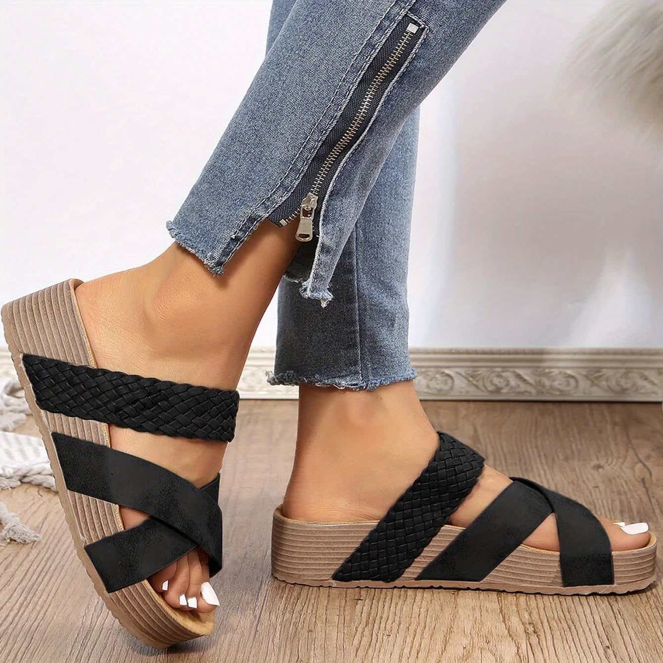 MW | Geflochtene Detail Criss Cross Hausschuhe
