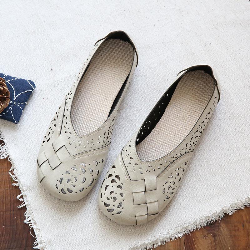 MW | Womens Plaid Muster Mesh Flats Puppe Schuhe