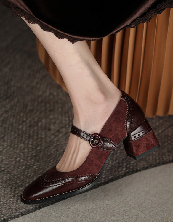 MW | Damen Brogue Stil elegant klassisch klobige Absätze