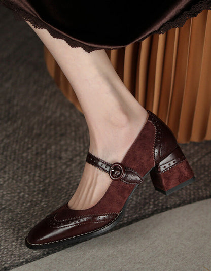 MW | Damen Brogue Stil elegant klassisch klobige Absätze