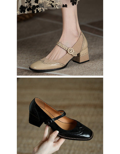 MW | Damen Brogue Stil elegant klassisch klobige Absätze