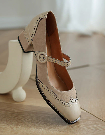 MW | Damen Brogue Stil elegant klassisch klobige Absätze