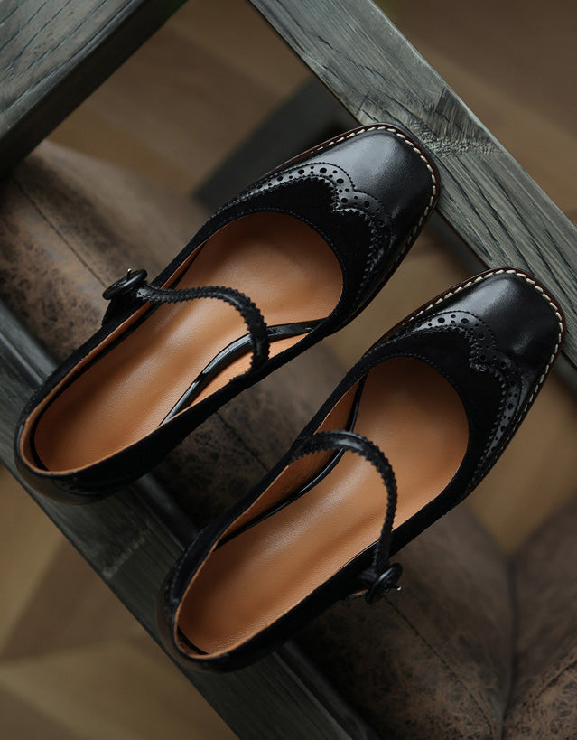 MW | Damen Brogue Stil elegant klassisch klobige Absätze