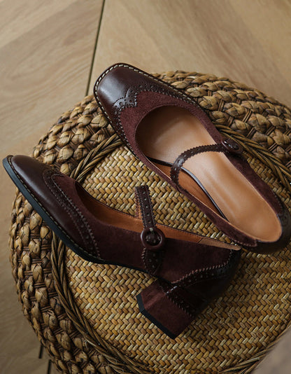 MW | Damen Brogue Stil elegant klassisch klobige Absätze
