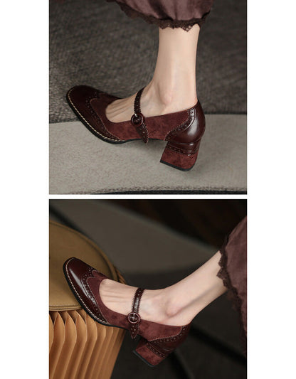 MW | Damen Brogue Stil elegant klassisch klobige Absätze