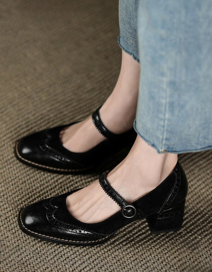 MW | Damen Brogue Stil elegant klassisch klobige Absätze