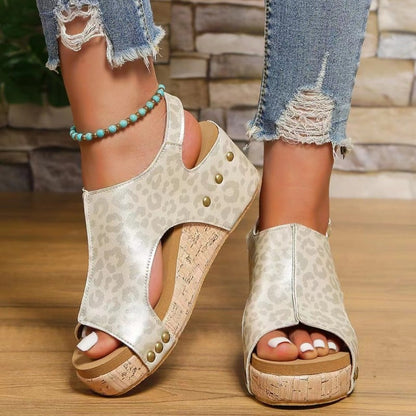 MW | Womens Casual Open Toe Wedge Sandalen Knöchelriemen Verschluss