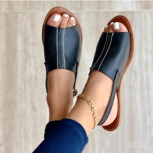 MW | Womens Peep Toe Flache Sandalen