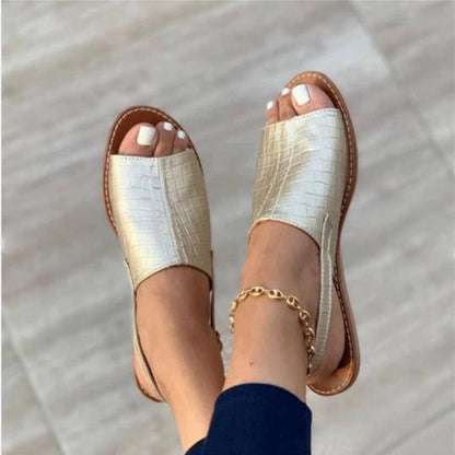 MW | Womens Peep Toe Flache Sandalen