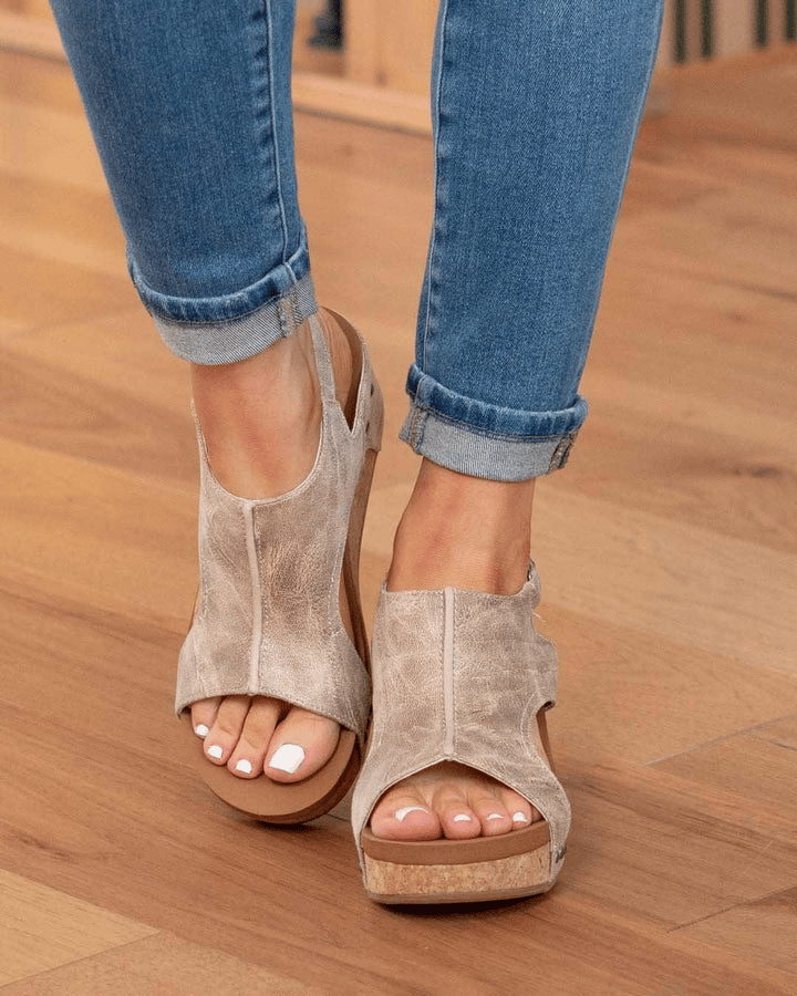 MW | Womens Casual Open Toe Wedge Sandalen Knöchelriemen Verschluss