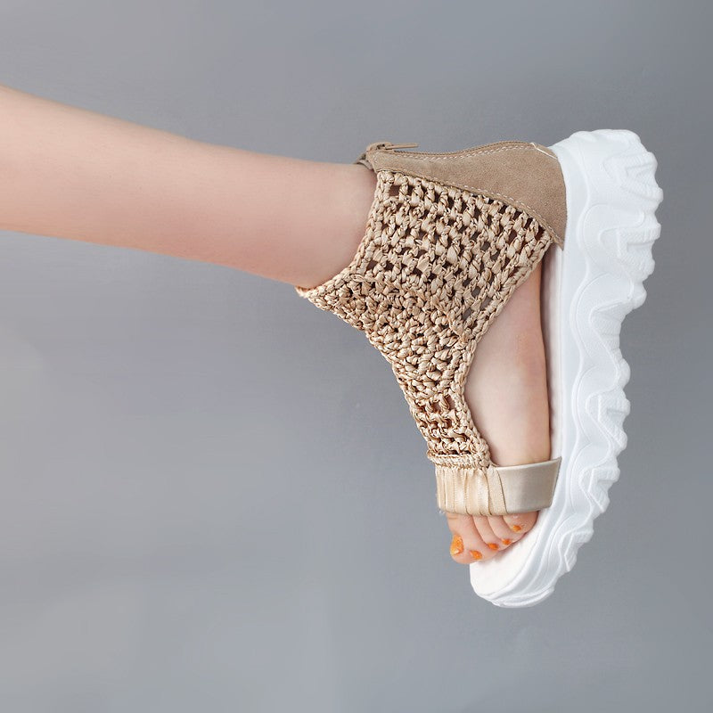 MW | Mesh Flache Sandalen Hohle Weibliche Plattform Schuhe