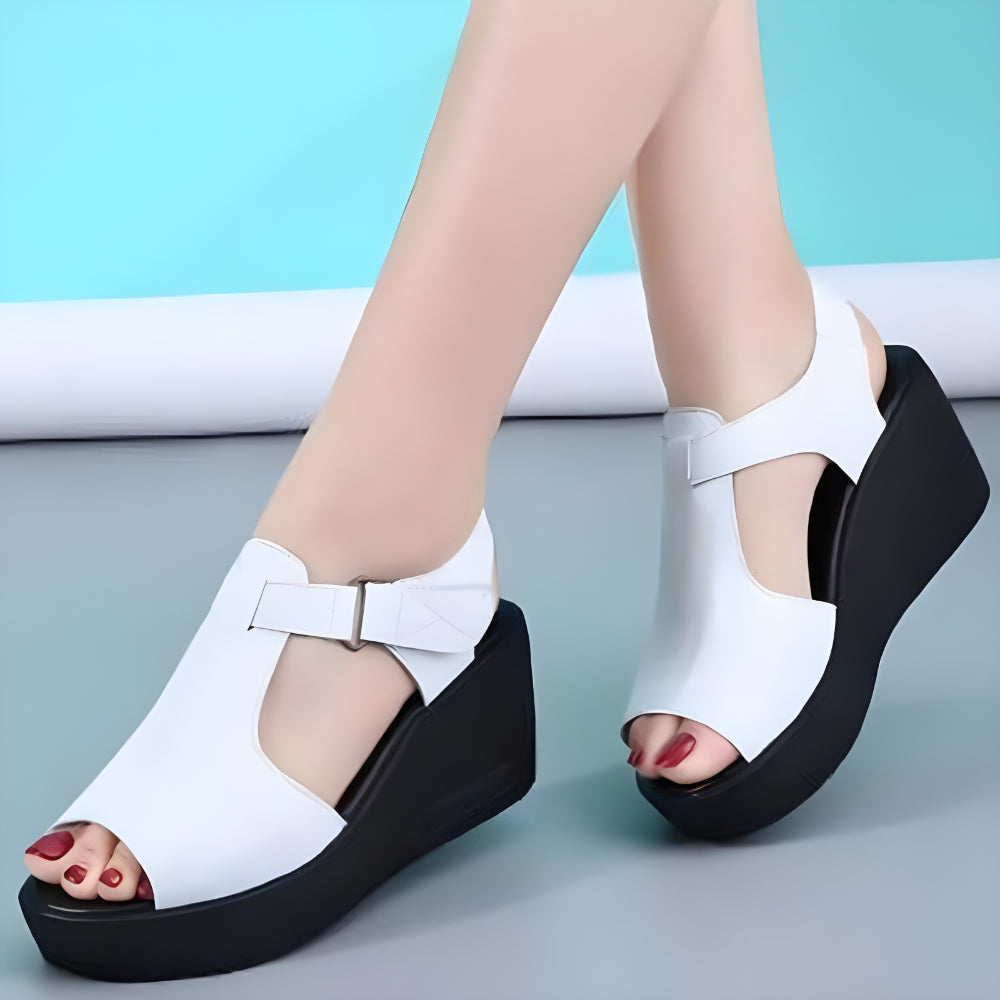 MW | Leder Damen Plateausandalen