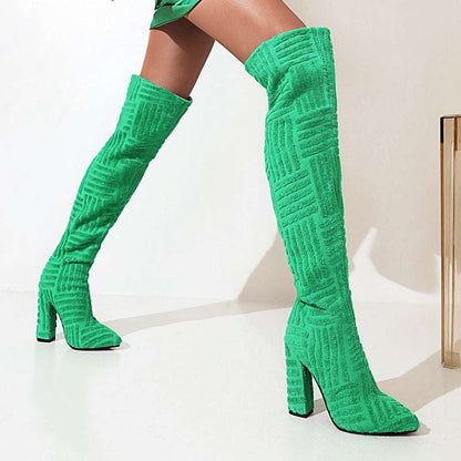 Vittoria® | Boots Women's Suede Block Heel Thigh High Boots