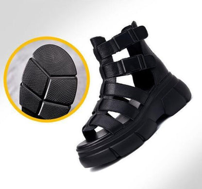 MW | Handgefertigte Leder retro lässig Stiefeletten Sandalen