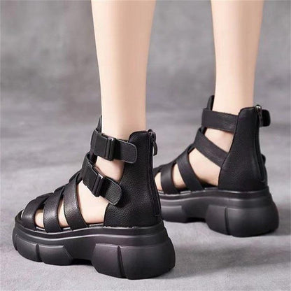 MW | Handgefertigte Leder retro lässig Stiefeletten Sandalen
