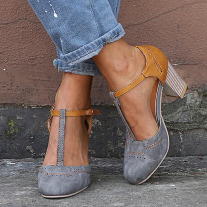 MW | T-strap Runde Zehe Chunk Schuhe Sandalen