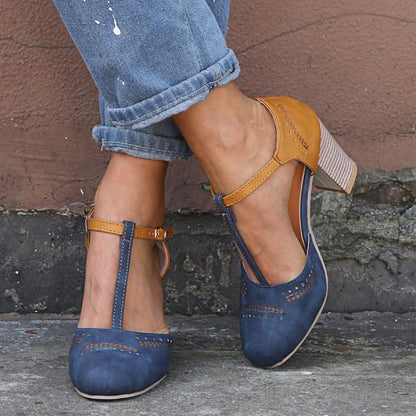 MW | T-strap Runde Zehe Chunk Schuhe Sandalen