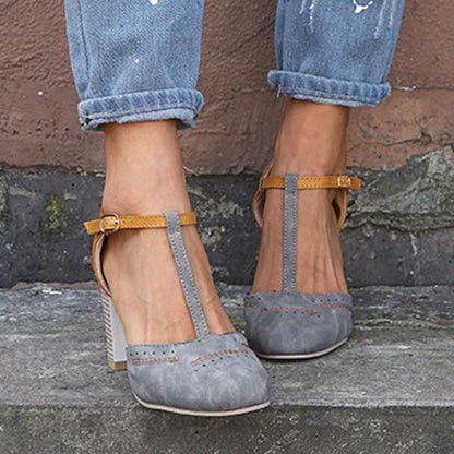 MW | T-strap Runde Zehe Chunk Schuhe Sandalen
