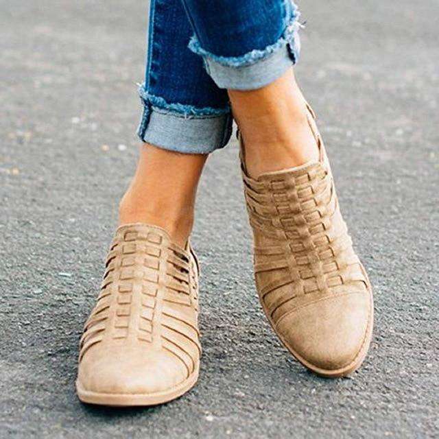 MW | Schuhe mit niedrigem Absatz dicke Ferse Reißverschluss Sandalen
