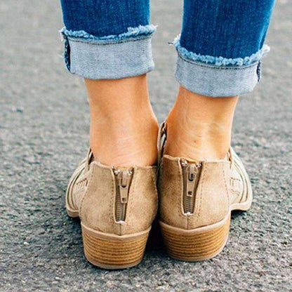 MW | Schuhe mit niedrigem Absatz dicke Ferse Reißverschluss Sandalen