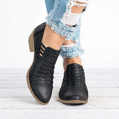 MW | Schuhe mit niedrigem Absatz dicke Ferse Reißverschluss Sandalen