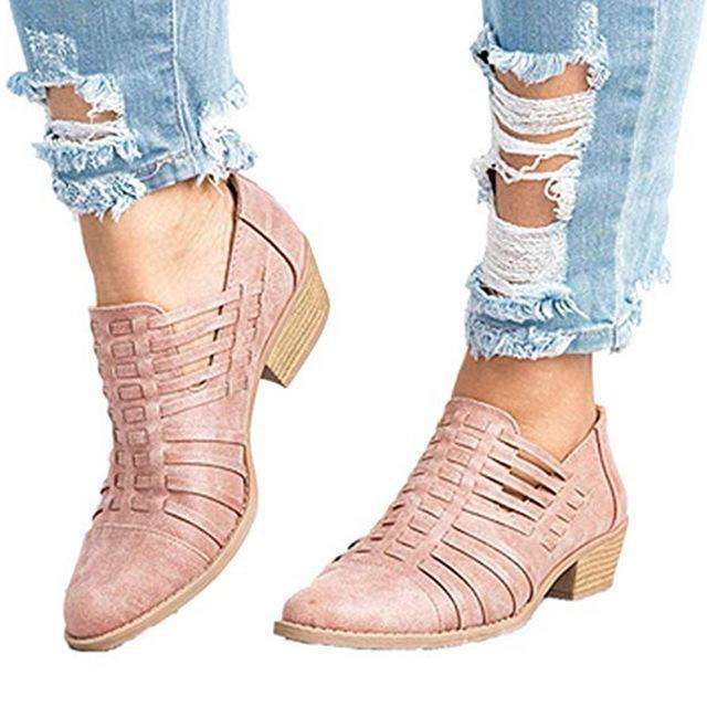 MW | Schuhe mit niedrigem Absatz dicke Ferse Reißverschluss Sandalen
