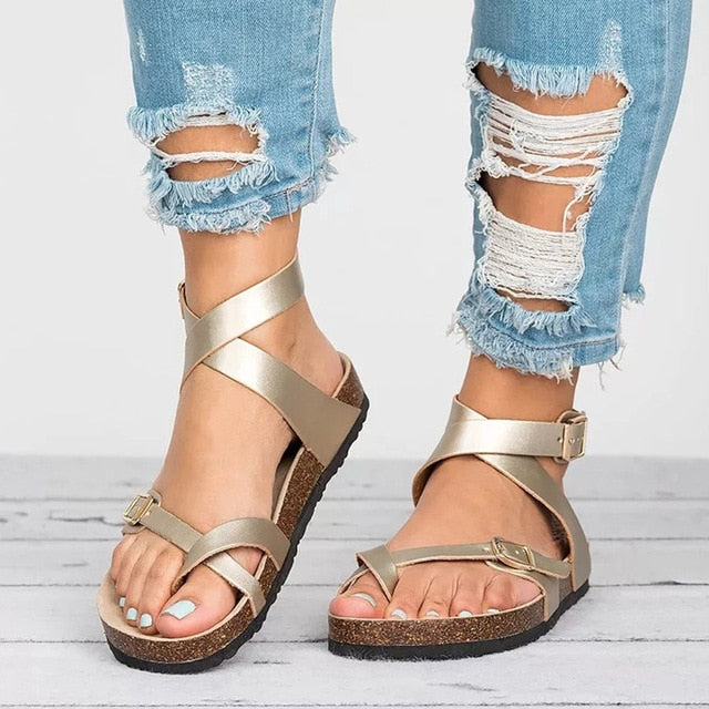 MW | Flache Sandalen aus Leder