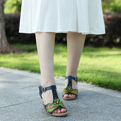 MW | Bunte Blockabsatz-Sandalen im böhmischen Stil