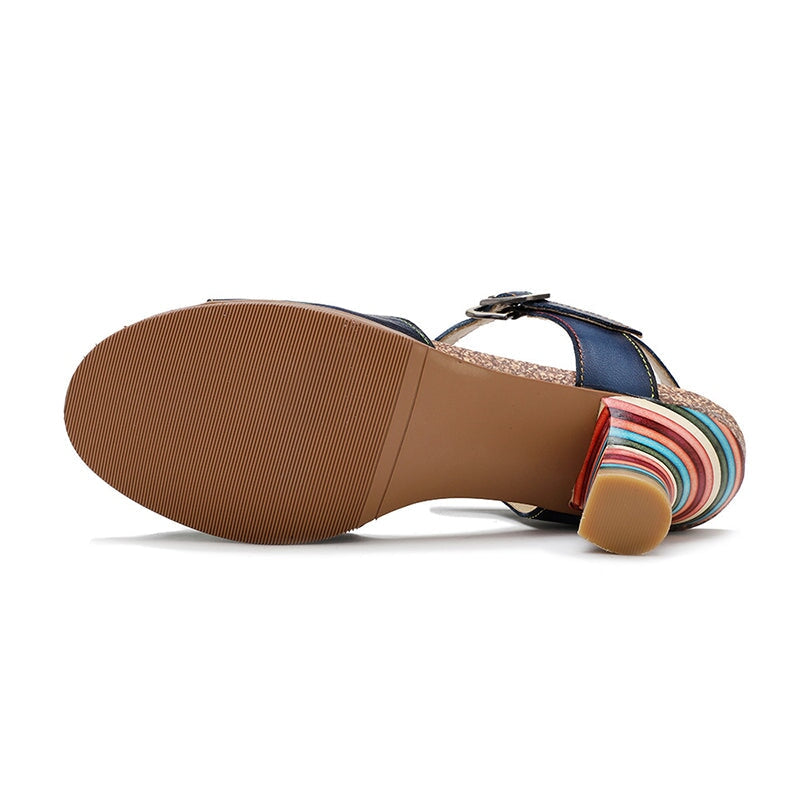 MW | Bunte Blockabsatz-Sandalen im böhmischen Stil