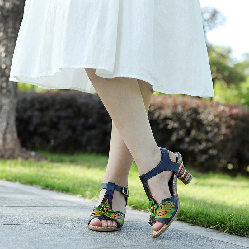 MW | Bunte Blockabsatz-Sandalen im böhmischen Stil