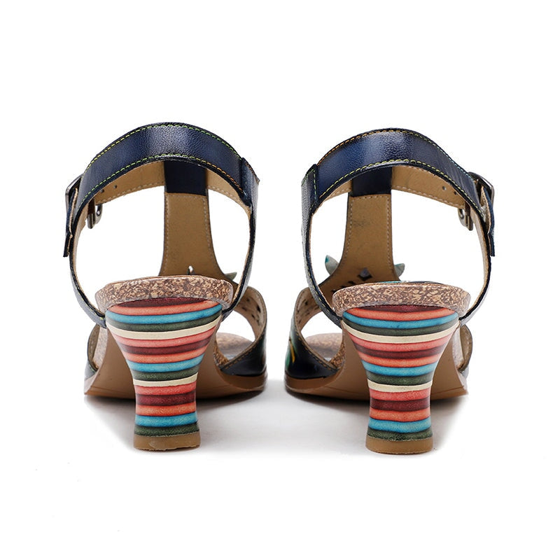 MW | Bunte Blockabsatz-Sandalen im böhmischen Stil