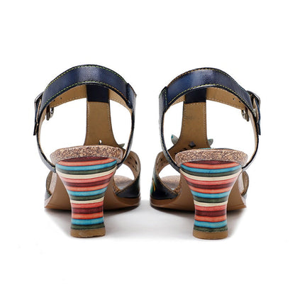 MW | Bunte Blockabsatz-Sandalen im böhmischen Stil