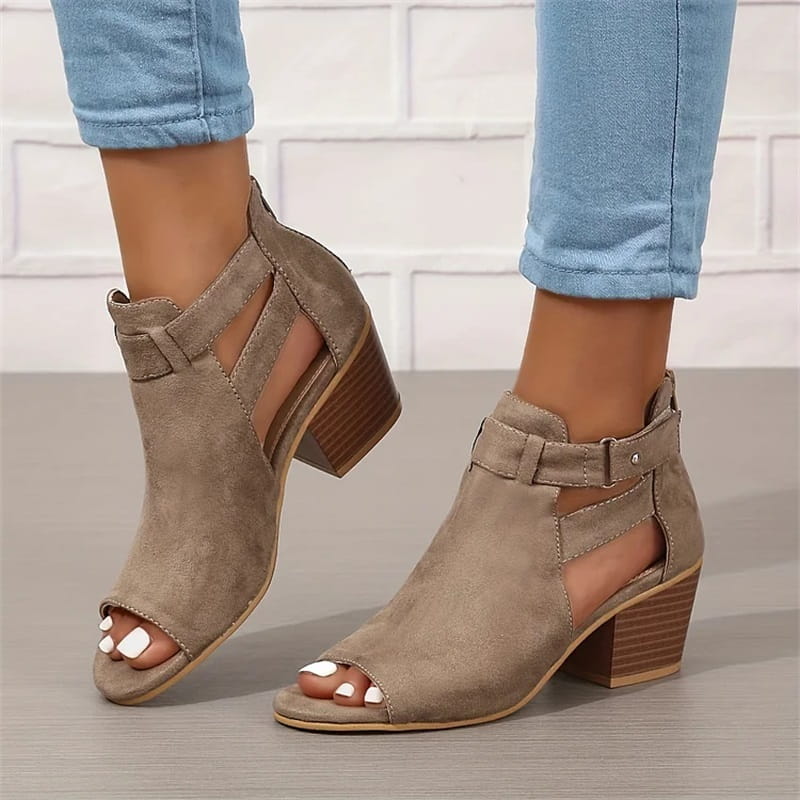 MW | Peep Toe Stiefel mit klobigen Absätzen