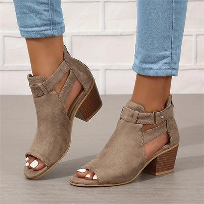 MW | Peep Toe Stiefel mit klobigen Absätzen