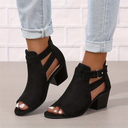 MW | Peep Toe Stiefel mit klobigen Absätzen