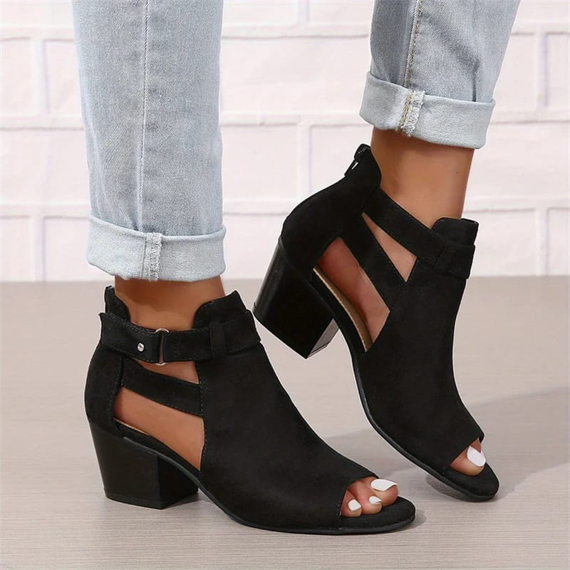 MW | Peep Toe Stiefel mit klobigen Absätzen
