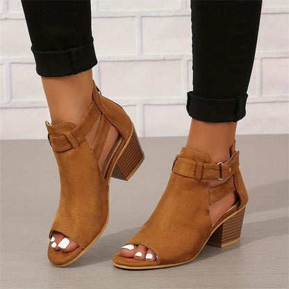 MW | Peep Toe Stiefel mit klobigen Absätzen