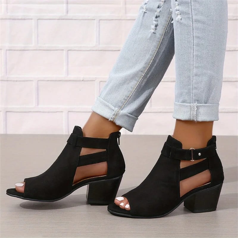 MW | Peep Toe Stiefel mit klobigen Absätzen