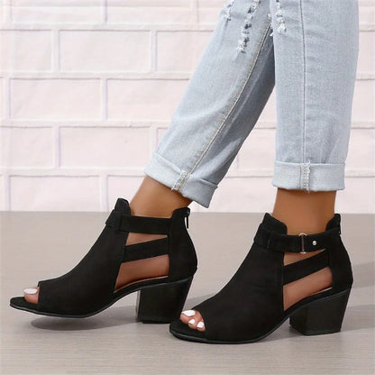 MW | Peep Toe Stiefel mit klobigen Absätzen